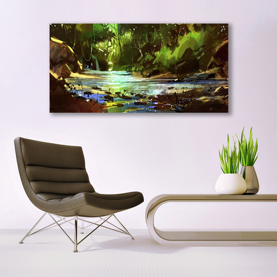 Obraz na skle Les Jezero Kameny Příroda