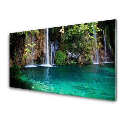 Obraz na skle Jezero Vodopád Příroda