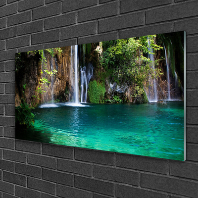 Obraz na skle Jezero Vodopád Příroda