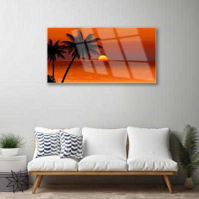 Obraz na skle Palma Moře Slunce Krajina
