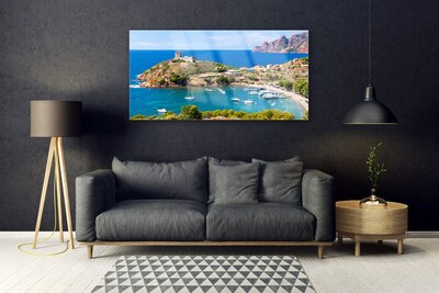 Obraz na skle Záliv Hora Pláž Krajina