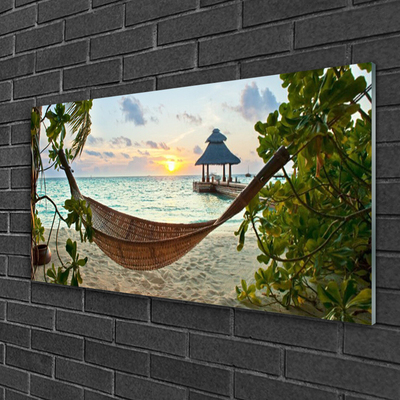 Obraz na skle Pláž Hamaka Moře Krajina