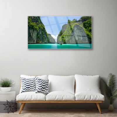 Obraz na skle Hora Voda Záliv Krajina