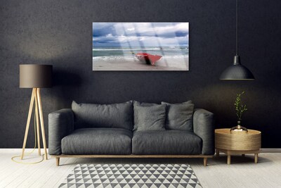 Obraz na skle Loďka Pláž Moře Krajina