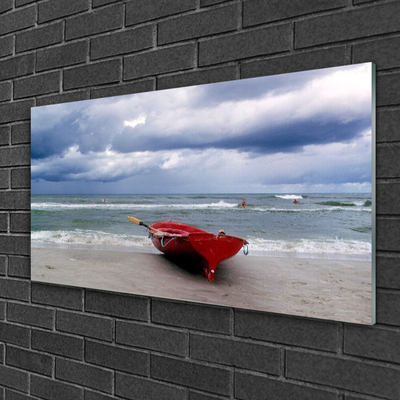 Obraz na skle Loďka Pláž Moře Krajina