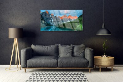 Obraz na skle Hora Les jezero Krajina