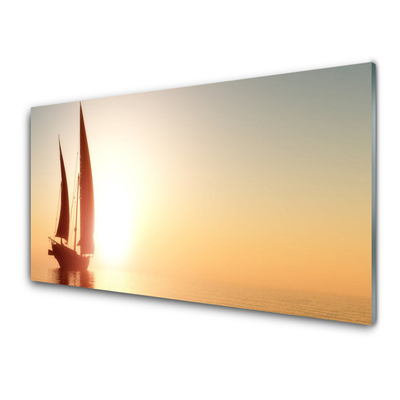 Obraz na skle Loďka Moře Slunce Krajina