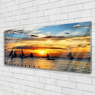 Obraz na skle Loďky Moře Slunce Krajina