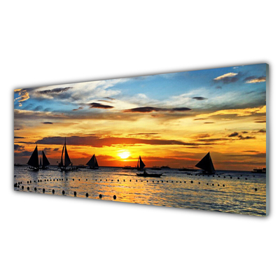 Obraz na skle Loďky Moře Slunce Krajina