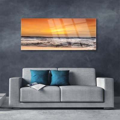 Obraz na skle Moře Slunce Vlny Krajina