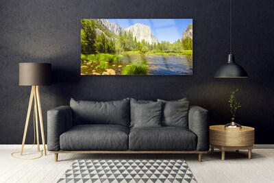 Obraz na skle jezero Hora Les Příroda