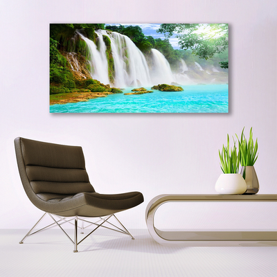 Obraz na skle Vodopád Jezero Příroda