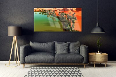 Obraz na skle Jezero Poušť Palmy
