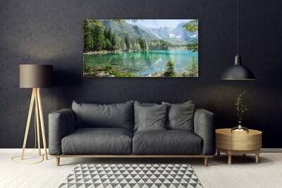 Obraz na skle Hory Jezero Les Příroda