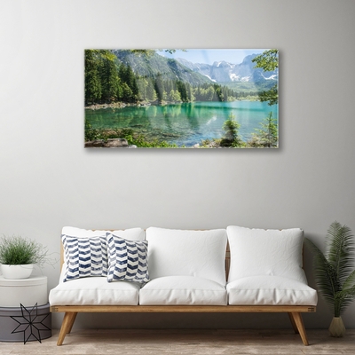 Obraz na skle Hory Jezero Les Příroda