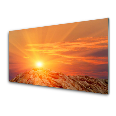 Obraz na skle Slunce Nebe Hora Krajina