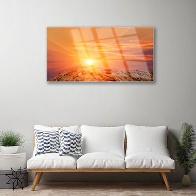 Obraz na skle Slunce Nebe Hora Krajina