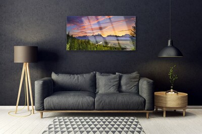 Obraz na skle Hora Les Slunce Příroda