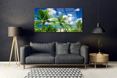 Obraz na skle Moře Palma Stromy Krajina