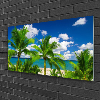 Obraz na skle Moře Palma Stromy Krajina