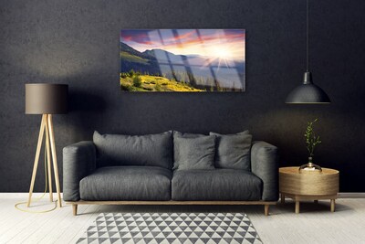 Obraz na skle Hora Les Slunce Krajina