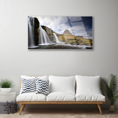 Obraz na skle Vodopád Hory Krajina