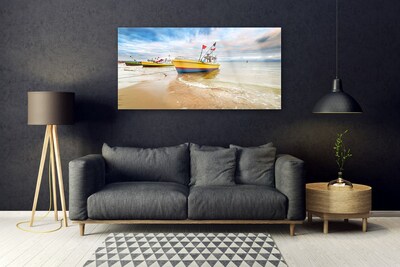 Obraz na skle Loďky Pláž Moře Krajina