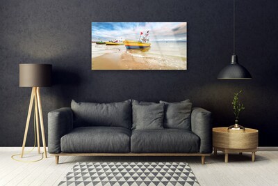 Obraz na skle Loďky Pláž Moře Krajina