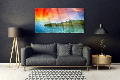 Obraz na skle Moře Les Nebe Krajina