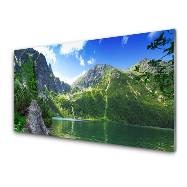 Obraz na skle Hora Jezero Příroda