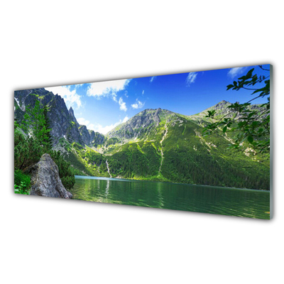 Obraz na skle Hora Jezero Příroda