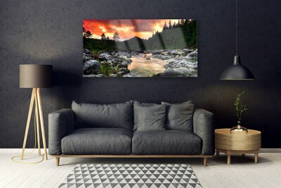 Obraz na skle Jezero Kameny Les Příroda