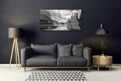 Obraz na skle Hora Les Jezero Příroda