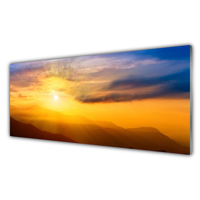 Obraz na skle Hory Slunce Mraky Krajina