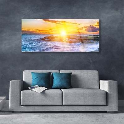 Obraz na skle Západ Slunce Moře Pobřeží