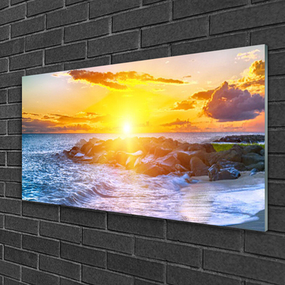 Obraz na skle Západ Slunce Moře Pobřeží