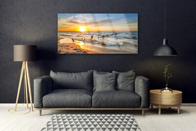 Obraz na skle Moře Západ Slunce Pláž