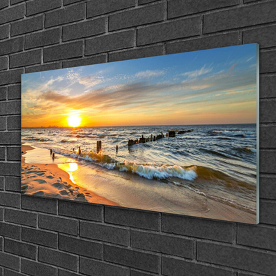 Obraz na skle Moře Západ Slunce Pláž