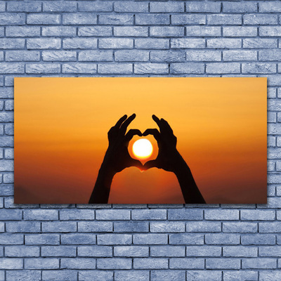 Obraz na skle Ruce Srdce Slunce Láska