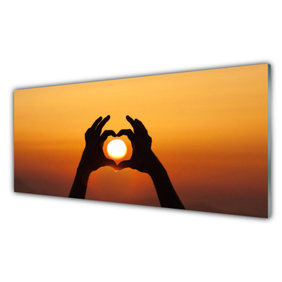Obraz na skle Ruce Srdce Slunce Láska