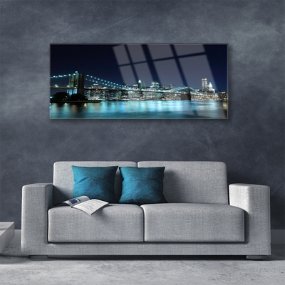 Obraz na skle Most Město Architektura Noc