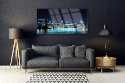 Obraz na skle Most Město Architektura Noc