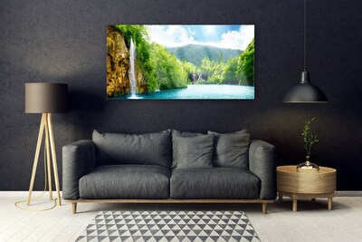 Obraz na skle Hory Les Jezero Příroda