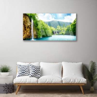 Obraz na skle Hory Les Jezero Příroda