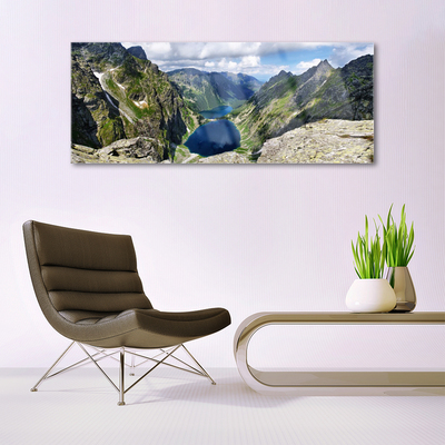 Obraz na skle Hory Údolí Jezera Vrcholy