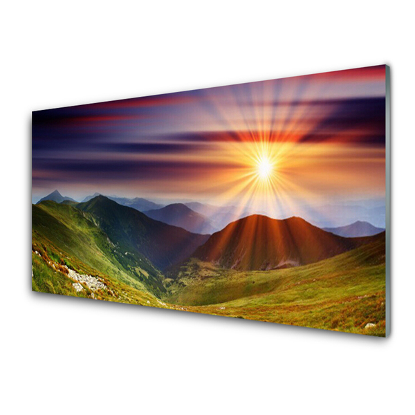 Obraz na skle Hory Západ Slunce Krajina