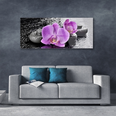 Obraz na skle Orchidej Květiny Kameny Zen