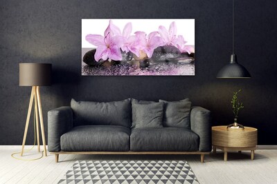Obraz na skle Květiny Kameny Zen Lázně