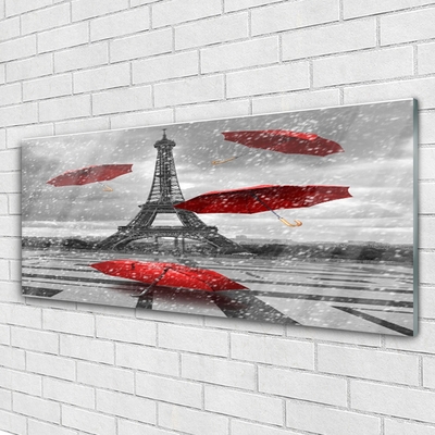 Obraz na skle Eiffelova Věž Paříž Deštník
