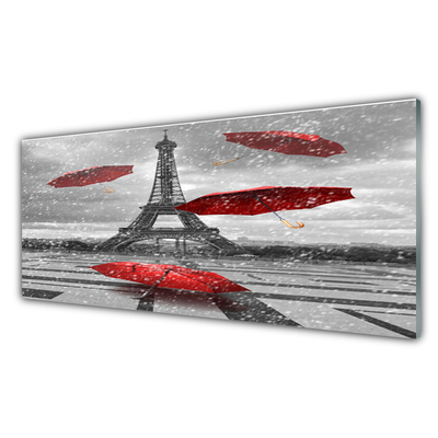 Obraz na skle Eiffelova Věž Paříž Deštník